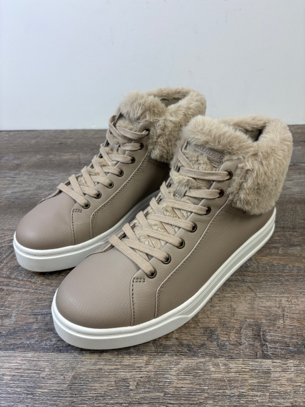 Koolaburra by UGG Faux Fur Lined High Top Sneakers Taupe Size 8.5